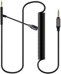 Fezzlo HD598 Boom Microphone Voice Gaming Cable,Coiled Spring Upgrade AUX Cord Compatible with HD598SE HD620S HD599 ATH-M50x M70x Headphones for Studio Voice Calls Business Live Streaming 3.5mm 8ft