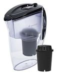 pH Refresh Alkaline Water Pitcher with Long-Life Filter – Alkaline Water Filter – Water Filtration System – High pH Alkaline Water Dispenser, 84oz, 2.5L (Black)