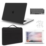 iCasso for MacBook Air 15 inch Case 2024 2023 Release M3 A3114 M2 A2941, Hard Shell Case & Carrying Laptop Sleeve Bag & Screen Protector & Keyboard Cover for Mac Air 15.3'', Black