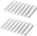 2 Pack (Silicone) Soap Dishes for Bathroom and soap case Holder Tray for Sponges