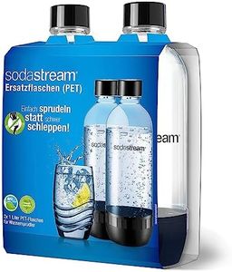 SodaStream DuoPack Replacement Bottles for All Standard Sodastream Water Carbonators with Plastic Bottles with Screw Thread, 2 x 1 L PET Bottles, Grey, Transparent