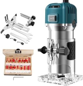 JiGiU Fresatrice Verticale 6,35 mm(1/4 di pollice)28000 G/min,Legno Rifilatrice Elettrica 800W Scanalatura Facile Professionale Utensili con 15PC la Fresa-Regolazione della velocità