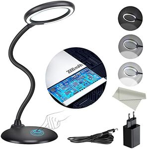 Lente d'ingrandimento ricaricabile 5X con luce e supporto, lente d'ingrandimento illuminata DUDSOEHO a mani libere per lettura, anziani, hobby, artigianato