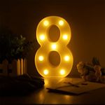 Marquee Number Light Letters for Room Decor Lights - (8) Led Lights for Room Decoration - Asthetic Decorations Number Light for Room Decor Light/Kids Room Decor Items for Number Lights