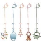 MumEZ Dummy Clip - 5 Pack Pacifier Clips for Boys and Girls, Stroller Accessories Applies Applies to Strollers, High Chair, Cribs, Car Seat, Shopping Trolley, Silicone Toy Safety Straps