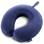 Fabuday Travel Pillow Memory Foam, Head Neck Support Pillow for Airplane, Car, Office, with Attachable Snap Strap Soft Washable Cover