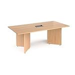 Mr Office Arrow head leg rectangular boardroom table with central cutout and Aero power module bundle, 2000, Beech