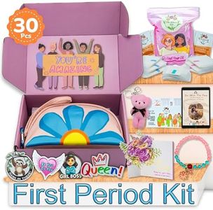 The Bloom First Period Kit for Girls 9-12- 30 PC Period Starter Kit for Tweens- School Emergency Kit for Teen Girls with Cute Little Bag for Period Kit- First Period Gift Box - Pink