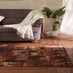 Welspun Wonder-Full Carpets for Living Room/Bedroom/Hall | 4x6 Feet | Polyester | Abstract Pattern | Brown Color | Anti-Skid | Fold Mark Resistant | Machine Washable Rugs | Gel Foam Back