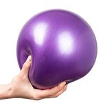 ABTRIX WITH AB Mini Exercise Ball 9Inch/23Cm Small Yoga Ball Soft Pilate Ball Home Training Abdominal Workouts Ball,Anti Burst&Slip,With Inflatable Straw For Therapy,Barre,Core Training,Purple Color