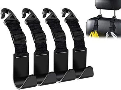 Flymic Adjustable Car Seat Headrest Hook, Universal Car Storage Headrest Hanger Holder Hooks Organizer, Vehicle Strong and Durable Backseat Hanger Interior Accessories for Handbag Purse Coat 4 Pack