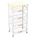 NiuYichee 5-Layer Fruit Basket Kitchen Food Storage Organizer and Storage Rack, Stackable Storage cart with Desktop, Pull-Out Hollow Metal Storage Basket, Wheeled Sorting Rack Spice Rack,Black…