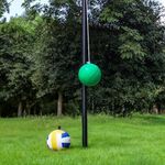 Miveda Tetherball Set, 12 FT Tetherball Ball and Rope, Adjustable Tether Ball Pole with Soft Rubber Tetherball，Tether Balls and Rope Set with Pole for Outdoor Backyard Lawn