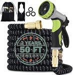 Expandable Garden Hose 50FT with 9 Function Nozzle, Leakproof Lightweight Expanding Garden Water Hose with Solid Brass Fittings, Extra Strength 3750D Durable Gardening Flexible Hose.(50FT) (50FT)