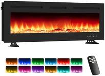 Garvee 60 Inch Electric Fireplace Inserts - 1500/750W Ultra Narrow Frame Wall Mounted Fireplaces with 3 Heating Modes - 12 Flame Colors, Remote Control/Timer, Touch Screen, Low Noise
