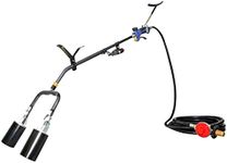 Flame King 1,000,000 BTU Dual Propane Torch Kit Heavy Duty Weed Burner, Single or Dual Piezo Igniter (Self Igniting), Large Wide Barrels, 16-ft Hose