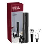 4-in-1 Electric Wine Bottle Opener Gift Set Automatic Corkscrew Wine Opener, Foil Cutter, Wine Pourer and Vacuum Stopper