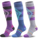 Welwoos Merino Wool Ski Socks for Mens Womens Thermal Winter Thick Warm Long Socks for Skiing Outdoor Sports Snowboarding 3 Pairs Gifts Stocking Stuffers for Men Women (Assorted,M)