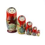 Heka Naturals Church Nesting Dolls | All Natural Wooden Matryoshka Doll Set of 5 (18 cm) - Traditional Babushka Home Decor, Wooden Stacking Toys, Handmade Toys & Games, Shape Sorter Accessories