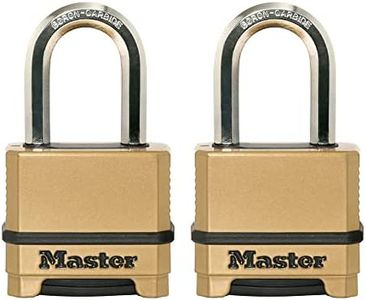 Master Lock Gold Outdoor Combination Lock, Heavy Duty Weather Resistant Padlock, Resettable Combination Lock for Outdoor Use 1.2 x 2 x 3.87 inches, 2 Pack, M175LFEC2