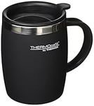 ThermoCafé by Thermos 105102 Desk Mug, Stainless Steel/Plastic, Soft Touch Black, 14 x 9 x 12 cm, 1 Count (Pack of 1)