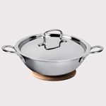 USHA SHRIRAM 2.5mm Stainless Steel Kadai (3.6L)-26cm | with SS lid | Tryply SS Kadai With Heavy Bottom | Gas & Induction Kadhai For Deep Frying | Karahi For Kitchen | Triply Stainless Steel Cookware