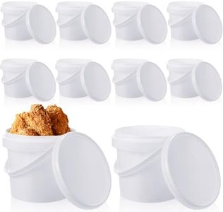 10 Packs White Plastic Bucket 1.5 Quart Ice Cream Containers with Handle Lids Deli Food Storage Bucket Round Pail for Paint Water Art Crafts Projects for Kitchen Garage Food Drinks Storage
