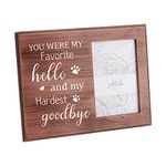 FINGERINSPIRE 4x6 Inch Picture Frame Pet Memorial Picture Frame with Paw Prints Saddle Brown Wood Photo Frame Rectangle Frame with You Were My Favorite Hello And My Hardest Goodbye Words