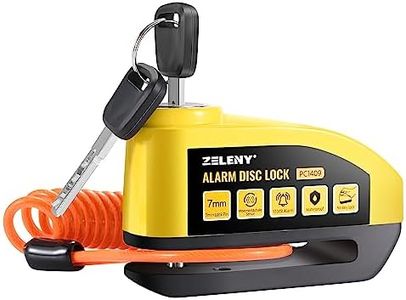 ZELENY Alarm Disc Lock Motorbike Lock, Disc Brake Lock 110dB 7mm Pin, Accessories with Reminder Cable and Carry Pouch, High Security Disc Brake Lock for Motorbike Bike Moped Vespa (Yellow)