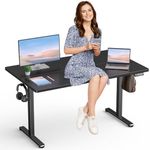 Zelimon Electric Standing Desk 55" Adjustable Height Sit to Stand Desk Modern Height Adjustable Base with Memory Controller Student Black Desk