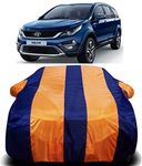 RAIN SPOOF 190T Imported Fabric Car Cover for Tata Hexa with Ultra Surface Body Protection (Orange Stripes)