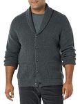 Amazon Essentials Men's Long-Sleeve Soft Touch Shawl Collar Cardigan, Charcoal Heather, L