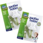 Baby Buddy Pacifier Clip Holder, Newborn Essential with Universal Fit for all Binky and Teether Brands, Ages 4+ Months, Sage, 2 Pack