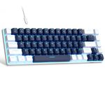 Portable 60% Mechanical Gaming Keyboard, MageGee MK-Box LED Backlit Compact 68 Keys Mini Wired Office Keyboard with Blue Switch for Windows Laptop PC Mac - Blue/White