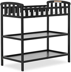 Dream On Me Emily Changing Table In Black, Comes With 1" Changing Pad, Features Two Shelves, Portable Changing Station, Made Of Sustainable New Zealand Pinewood
