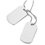 COOLSTEELANDBEYOND Classic Two-Pieces Mens Stainless Steel Dog Tag Pendant Necklace with 28.7 inches Ball Chain(CA)