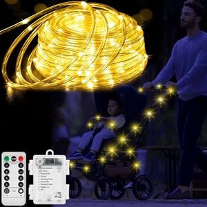 16.4Ft Stroller Lights for Walking at Night - 50 LEDs 8 Modes Outdoor Waterproof Baby Stroller String Lights Dimmable/Timer with Remote for Bike Camping Party Garden Holiday Decoration (Warm White)