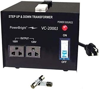 PowerBright 2000 Watts Japanese Voltage Transformers, Step Up and Down Japan Converter, Can be Used in 120 Volt and 100V Countries, Convert from 120V to 100V and 100V to 120V, Universal Outlet Socket