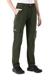 donhobo Womens Quick Dry Hiking Pants Ultralight UV Protection Durable Camping Trousers with Zip Pockets Green S