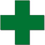 Plain Green Cross Shaped Sticker (M