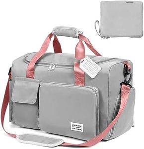 Flintronic Bolsa de Viaje Ligera e Impermeable, Bolsa Grande de Fin de Semana, Bolsas de Hombro para Compras Deportivas en el Gimnasio (con 1 Etiqueta de Equipaje)-Ceniza con Polvo