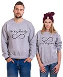 The Tee Shop Couple Sweatshirts Cotton Warm Pullover Printed to Infinity and Beyond Infinity - Sweater - Pack of 2 (Grey, Male - M, Female - S)