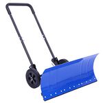 Snow Shovel, Ohuhu 29 Inch Snow Shovel with Wheels Heavy Duty Snow Shovel for Driveway Rolling Snow Pusher, Adjustable Height and Angle for Easy Snow Removal, Ergonomic Handle for Comfortable Use