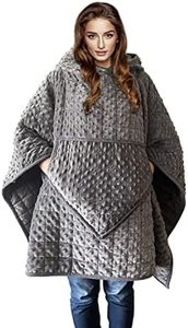 Weighted Blanket, Wearable Heavy Blanket 10lbs(57.4''x47.2'') Grey for Adult, Soft Material with Premium Glass Beads for Better Sleep