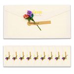 BITEYI Fancy Vintage Envelopes 10pcs with Greeting Cards Handmade Dried Flowers and Stickers, for Birthday Wedding Christmas Festival Party Invitations Postcards (Off White)