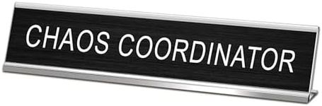 CHAOS COORDINATOR Novelty Desk Sign, Funny Desk Signs for Office, Novelty Nameplate Office Decor Black Desk Plaque for Women Men Coworker Gift Office Home Desk Supply Accessories