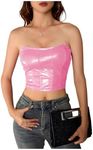 Milumia Women's PU Leather Bandeau Tube Top Strapless Bustier Corset Crop Top Pink X-Small