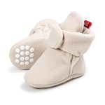 Baby Booties Slippers Infant Boots Newborn First Walking Shoes Baby Winter Sock Crib Shoes for Boys Girls 0-6 Months (Beige)