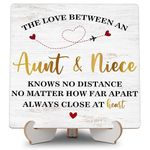 Gifts for Aunt Niece, Aunt & Niece Home Office Desk Decor with Stand, Long Distance Gifts Wood Plaque Sign Office Decoration for Home Living Room Bedroom Shelf Table Decor - A04