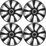 Versaco Car Wheel Trims STRATOSRCBS16 - Black/Silver 16 Inch 9-Spoke - Boxed Set of 4 Hubcaps - Includes Fittings/Instructions